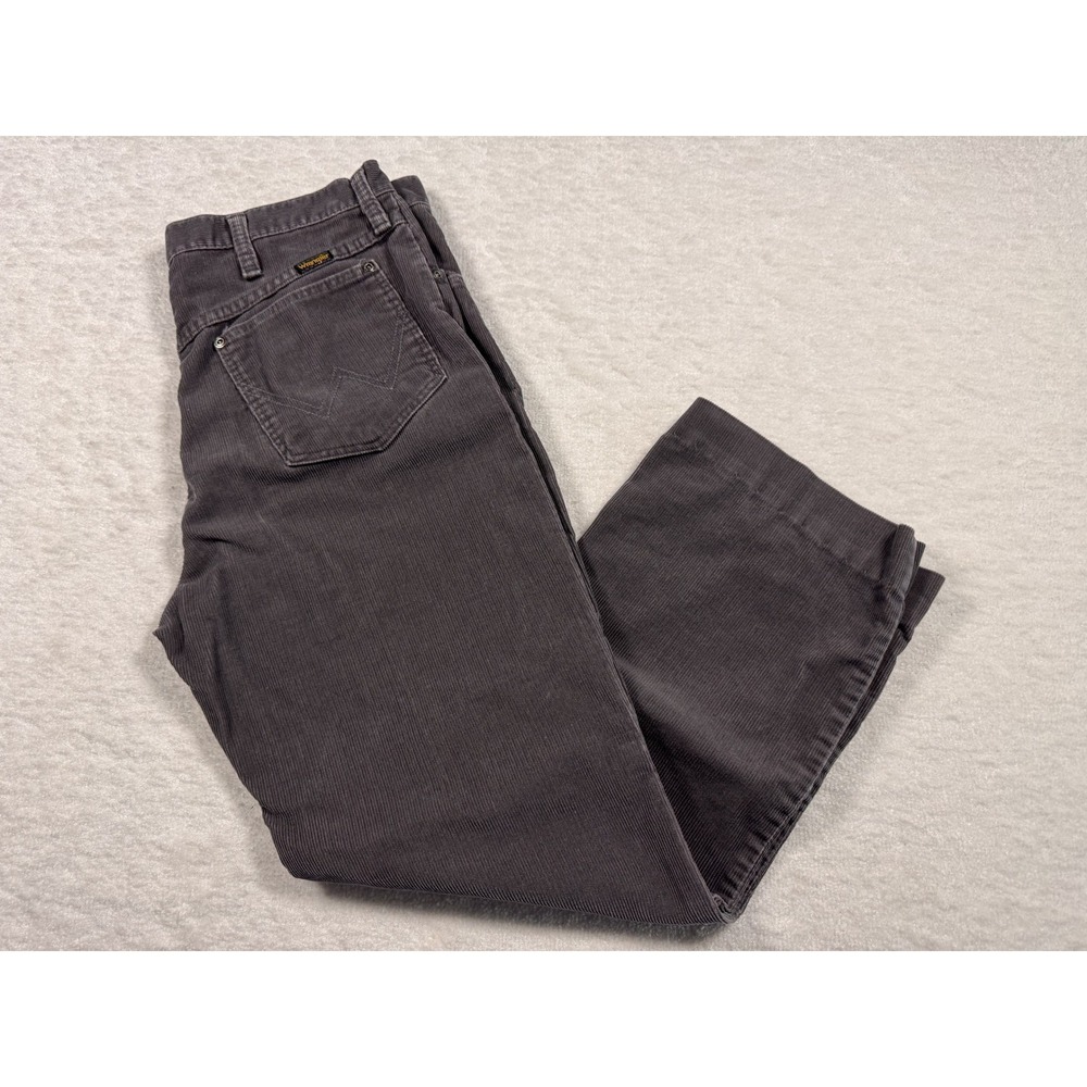 VTG Wrangler Men's Regular‎ Fit Corduroy Pants Waist 34 Short Gray Style 82660SG